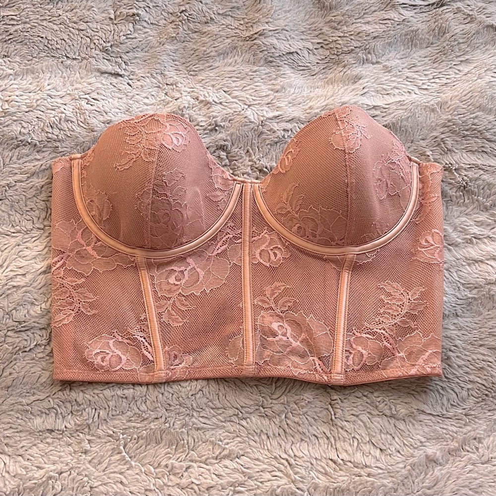 FLEUR DU MAL Bouquet Lace Strapless Bustier Top - Rosewater